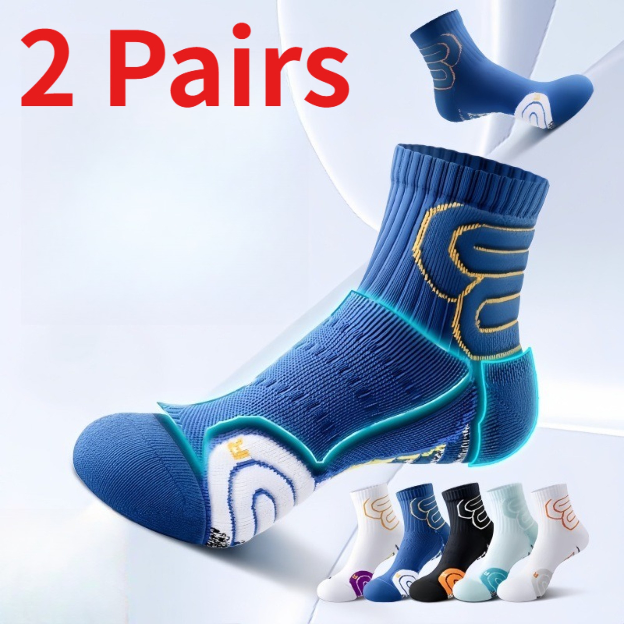 Athletic Sock Cushion - 1/2 paar marathon-hardloopsokken voor heren, herfst-winter,